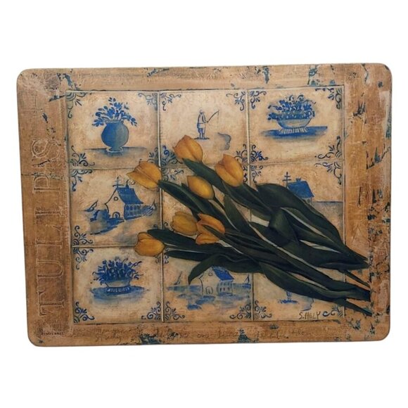 Pimpernel Yellow Tulips Placemats Set Of 4 Cork Backs Table Art England - Picture 2 of 11